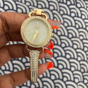 Jones NY gold pave watch